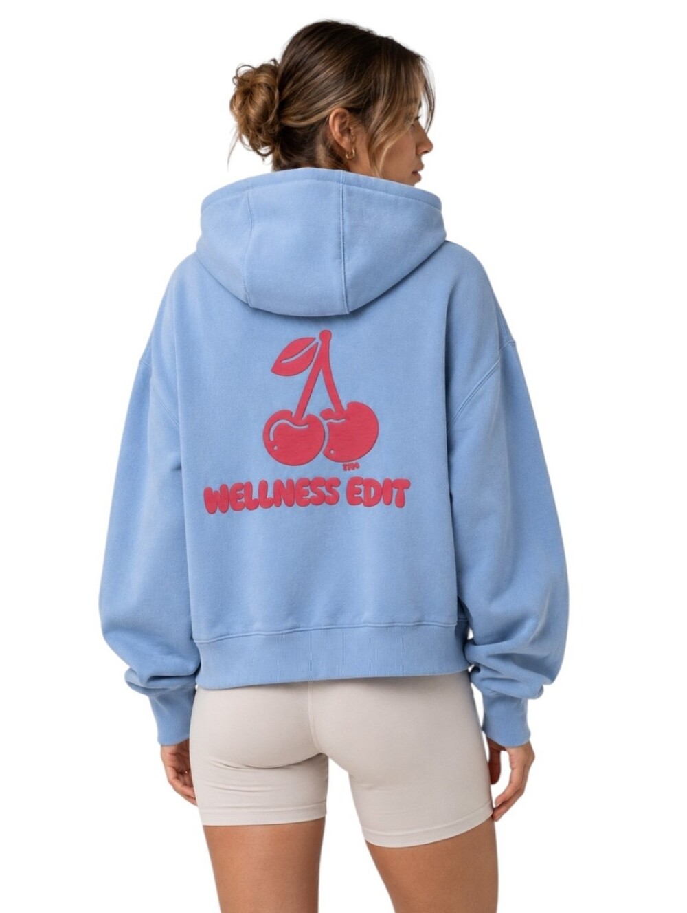 WILO The Label Wellness Edit Cherry Graphic Hoodie Blue Oversized XS